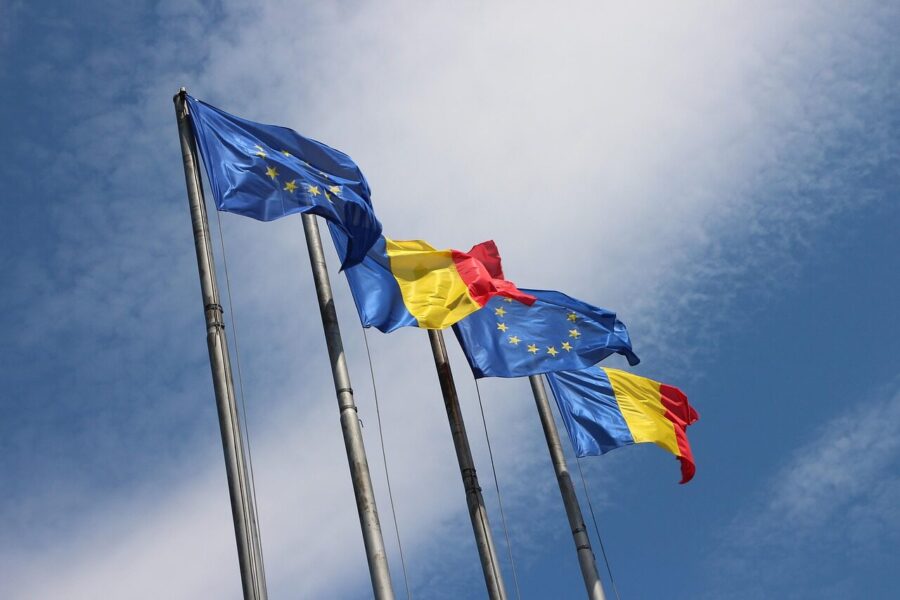 romania, eu, flags, europe, flag, eu flag, european, flutter, blue