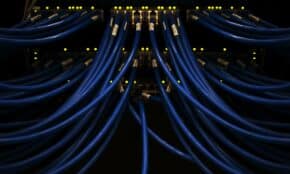 a bunch of blue wires connected to each other