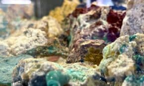 Colorful mineral formations with varied textures
