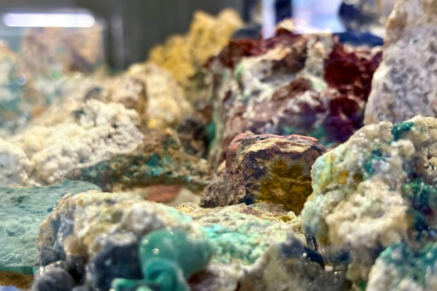 Colorful mineral formations with varied textures