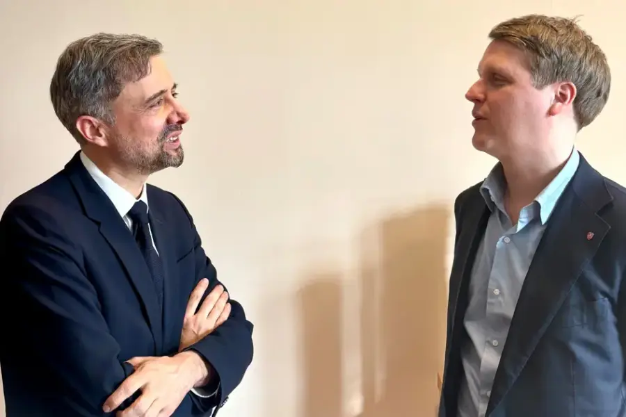 Utviklingsminister Åsmund Aukrust og IFADs president Alvaro Lario møttes i Oslo 19. mars. Foto: UD