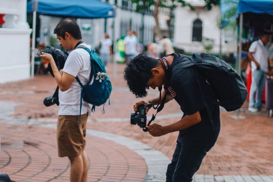 Weekend photographer walking
