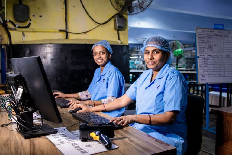 Factory workers electronics